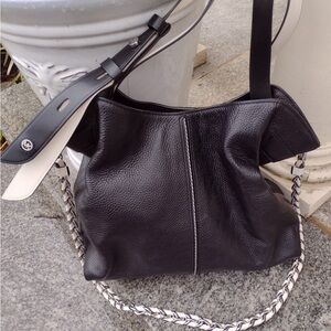 Michael Kors Black Leather Shoulder Bag with Chain Strap